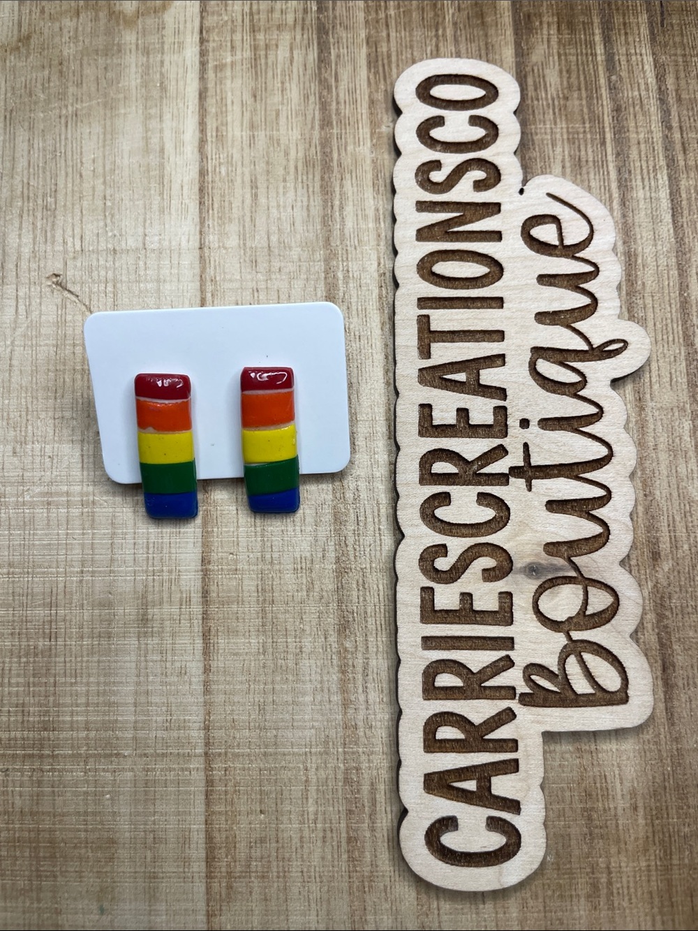 Rainbow Stripe Rectangular Earrings